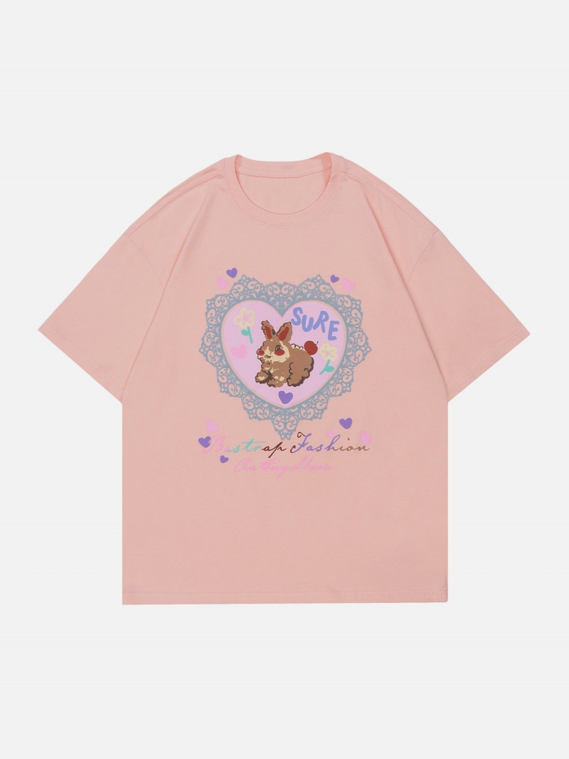 T Shirts Aelfric Eden Love Bunny Print Tee Bleu | OGT-79304317